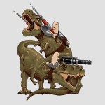 Cats Riding T-Rex Machine Guns T-Shirt