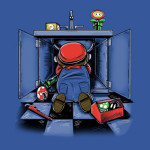 Mario Under Sink Plumbing Super Mario Nintendo Funny T-Shirt