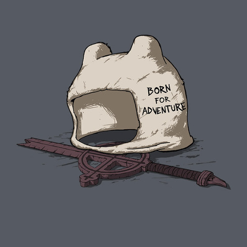 Born for Adventure Time Finn Hat Helmet Sword T-Shirt