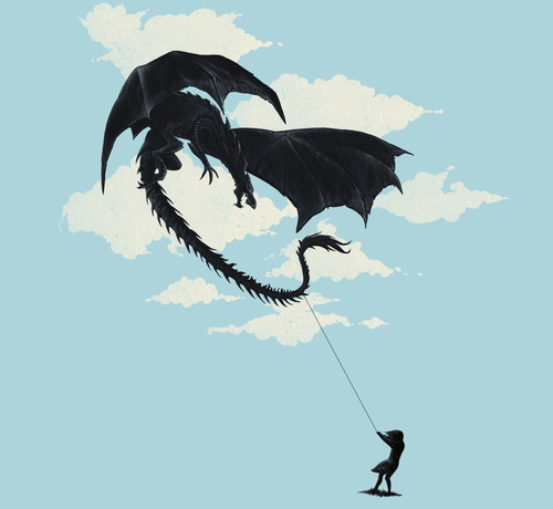 Little Girl Flying A Dragon Kite T-Shirt