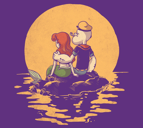 Popeye The Little Mermaid Sea Love Funny T-Shirt