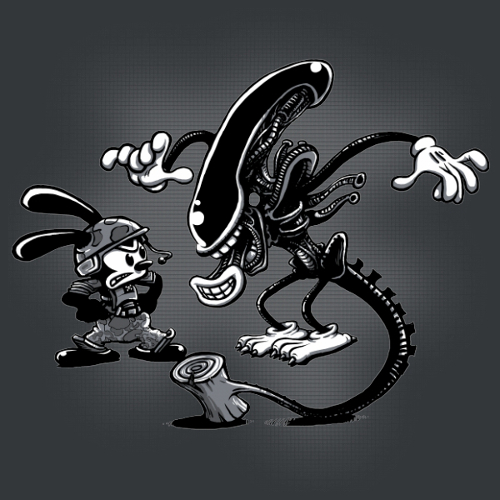 Vintage Alien Mickey Mouse Soldier T-Shirt