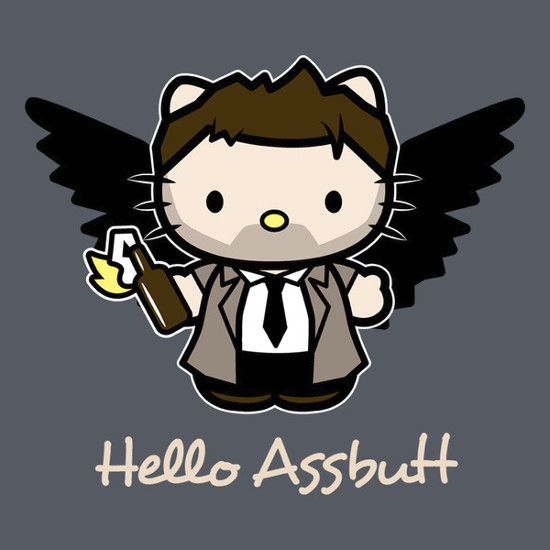 Hello Assbutt Kitty Castiel Supernatural Funny T-Shirt