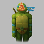 Teenage Mutant Ninja Turtles Pizza Son of Man Leonardo Rene Magritte T-Shirt