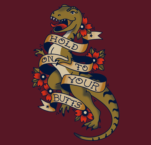 Hold On To Your Butts Jurassic Park Dinosaur Tattoo T-Shirt