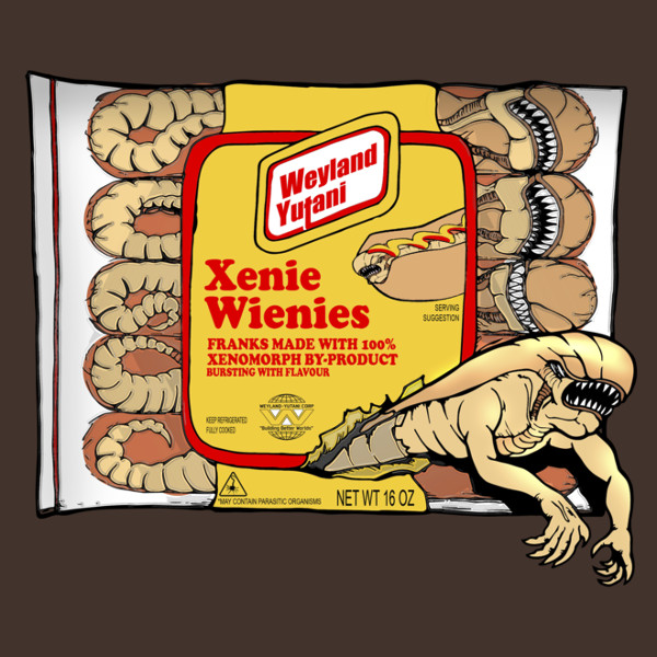 Xenomorph Hot Dog Weenies Funny Aliens T-Shirt