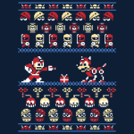 Mega Man Christmas Holiday Sweater Pattern T-Shirt
