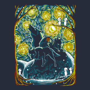 Princess Mononoke Starry Night Van Gogh T-Shirt