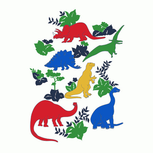 Dinosaurs Frolicking Retro Color Pattern T-Shirt