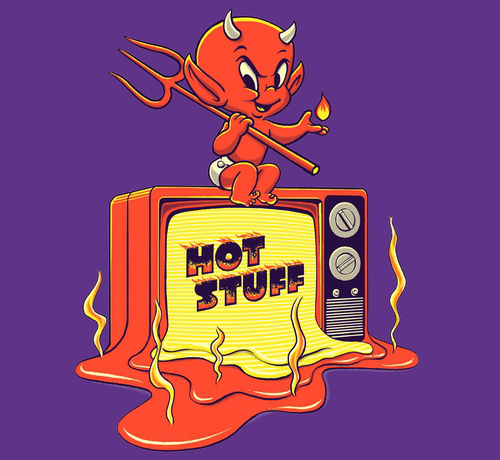 Hot Stuff Retro Cartoon Devil Melting TV T-Shirt