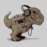 T-Rex Walkman Dinosaur T-Shirt