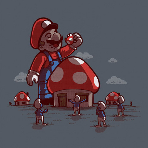 Super Mario Smurfs Village T-Shirt
