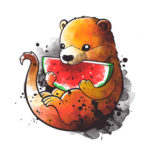 Wottermelon Cute Otter Eating a Watermelon T-Shirt