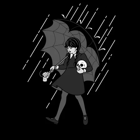 Wednesday Addams Umbrella Rain Shirt