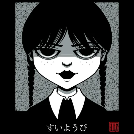 Wednesday Addams Anime Manga Portrait Shirt