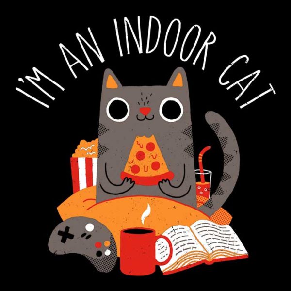 Indoor Cat Books Coffee Pizza Games Shirt